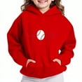 thumbnail image 1 of Thetops Big Girls Baseball Hoodie - Red, 13T, Heartbeat Graphic, 100% Polyester Quick-Drying, 1 of 4