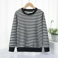 thumbnail image 1 of Thetops Big Girls Black Striped 100% Cotton Tee - 11T Crew Neck, Breathable Durable Shirt for School, Layering & Everyday Wear, 1 of 3