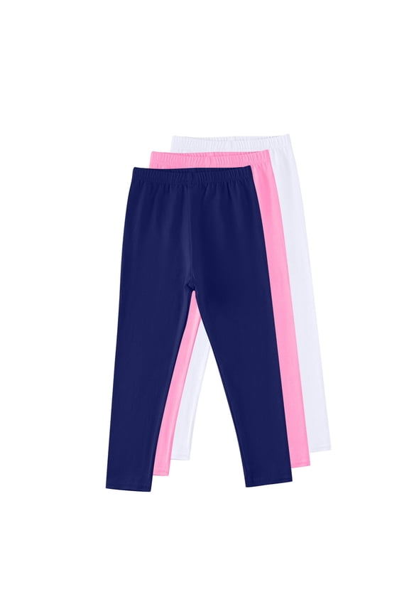 Big Girls' Cotton Leggings 3-Pack, White, 11-12T - Soft Breathable Elastic Waist, Walmart Value, Perfect for Home/School/Playdates (4-12 Years)