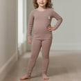 thumbnail image 1 of Thetops Big Girls' Cotton Thermal Underwear Set - 9 T, Coffee | Hypoallergenic, Snug Fit Warm Base Layer for Winter, Long Sleeve & Pants, 1 of 5