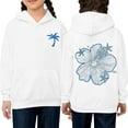 thumbnail image 1 of Thetops Big Girls Hoodie 11-12T, White Tropical Palm Tree & Hibiscus Print, 100% Polyester Lightweight Machine Washable, 1 of 8