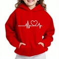 thumbnail image 1 of Thetops Big Girls Hoodie 11T Red - Heart Graphic, 100% Polyester, Machine Washable, Hooded with Pocket, Durable Cute, 1 of 4