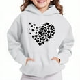 thumbnail image 1 of Thetops Big Girls Hoodie 9T White - Heart Print 100% Polyester, Hooded with Kangaroo Pocket, Soft Durable for Daily & School Use, 1 of 4