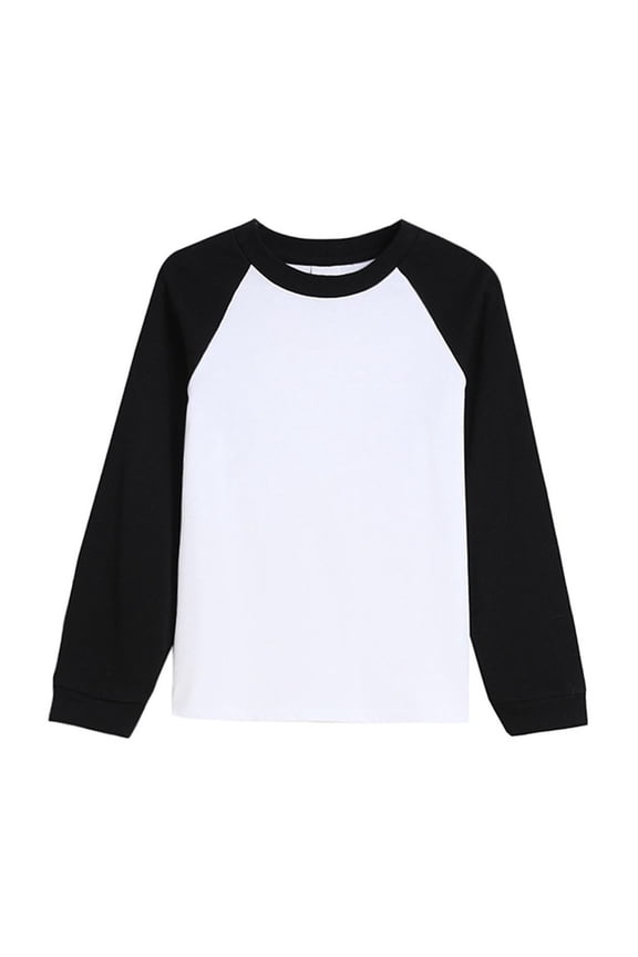 Infant 1T Black Cotton Raglan Sleeve Top - Casual Round Neck Shirt, Breathable Skin-Friendly Baby Daily Wear