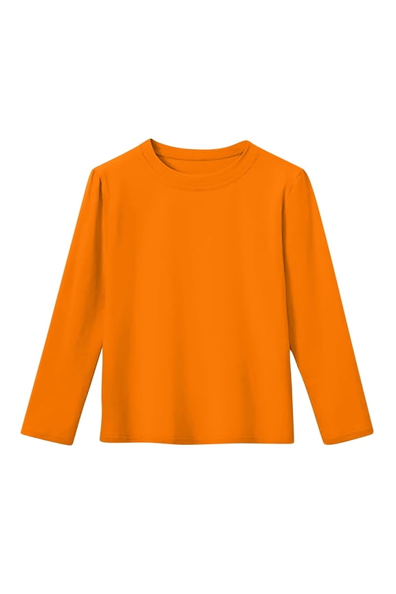 Infant 2T Orange Long Sleeve Cotton T-Shirt - Comfortable Durable Crew Neck Kids Tee for Casual Daily Wear/Home/Outings
