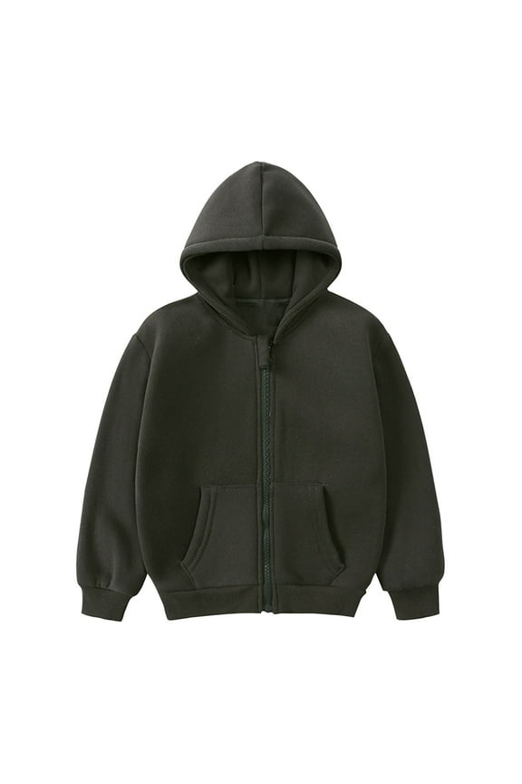 Infant Cotton Full Zip Hoodie - 1-2T Black, Soft Comfortable with Hood & Pockets, Easy On/Off Daily Wear for Babies