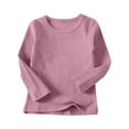 thumbnail image 1 of Thetops Juniors Girls Long Sleeve Cotton Top - Pink, 6-7 T, Soft Breathable Hypoallergenic, Daily School Play Wear, Walmart Kids Basic Shirt, 1 of 8