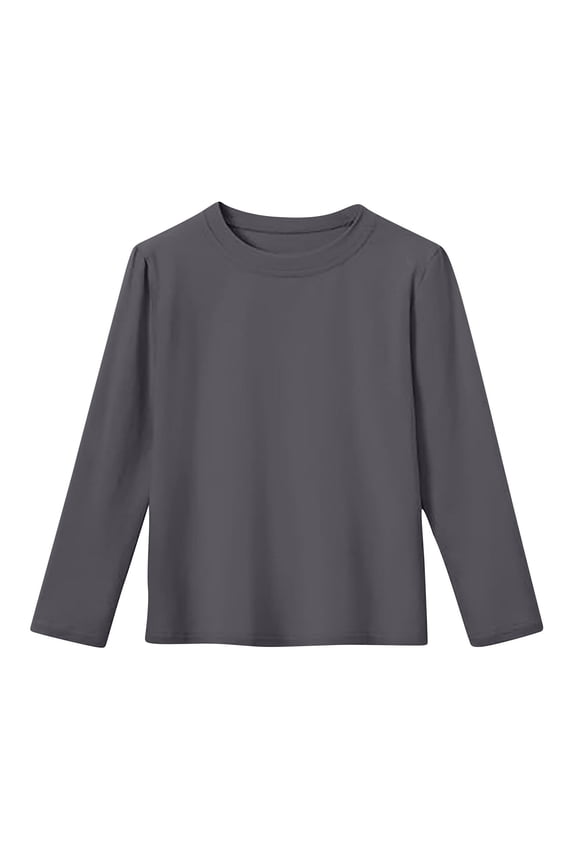 Kids Infant Long Sleeve Cotton T-Shirt - Dark Gray, Size 2T, Soft Breathable for 3-12Y Casual Daily Wear/Home/Outings