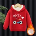 thumbnail image 1 of Thetops Little Boys 6T Red Fleece Lined Hoodie - Warm Bicycle Graphic Sweatshirt Easy Care Kids Hooded Top for Toddlers, 1 of 7
