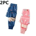 thumbnail image 1 of Thetops Little Girls Blue 2-Pack Cotton Pants, Fleece-Lined Warm for Cool Weather, Floral Cartoon Design, Elastic Waist Easy-On, Size 5T for Daily Wear/Casual/Sleepwear, 1 of 5