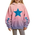 thumbnail image 1 of Thetops Toddler 4-5T Pink Hoodie, Gradient with Blue Star, Stretchy Soft Durable, Trendy Casual Everyday Wear, 1 of 7