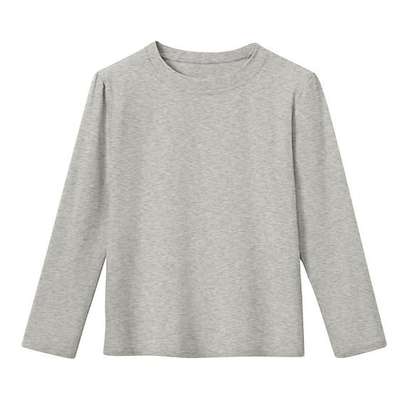 Thetops Toddler Long Sleeve T-Shirt - 100% Cotton, Gray, 3T, Soft Breathable, Comfortable for Daily Casual Wear