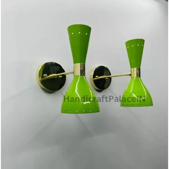 Theuniqueart Mid Century 2-Light Brass Italian Diabolo Wall Sconce