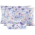 thumbnail image 1 of Viviland Floral Full Sheets, Soft Breathable Microfiber Vintage Printed Bed Sheet Set, Deep Pocket Non-Slip Fitted Included, Purple Flower Pattern, 1 of 10