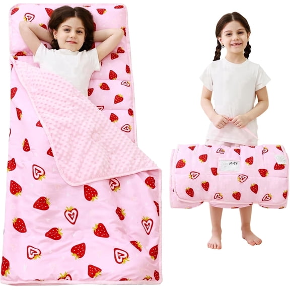 Viviland Toddler Nap Mat with Pillow and Blanket, Extra Large Rolled Napping Mats,Slumber Bags for Boys Girls,Kids Sleeping Bag for Daycare, Preschool Travel Camping