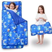Viviland Nap Mat with Pillow and Blanket, Extra Large Rolled Napping Mats,Kids Sleeping Bag for Daycare, Preschool Travel Camping