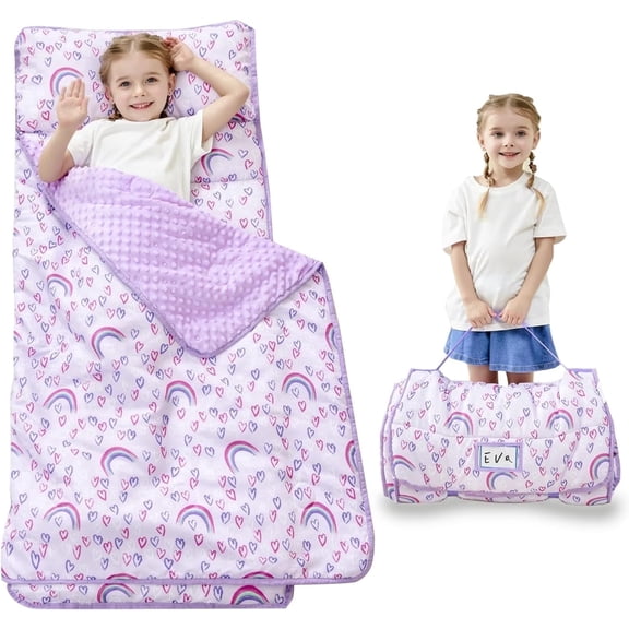 Viviland Nap Mat with Pillow and Blanket, Extra Large Rolled Napping Mats,Slumber Bags for Boys Girls,Kids Sleeping Bag for Daycare, Preschool