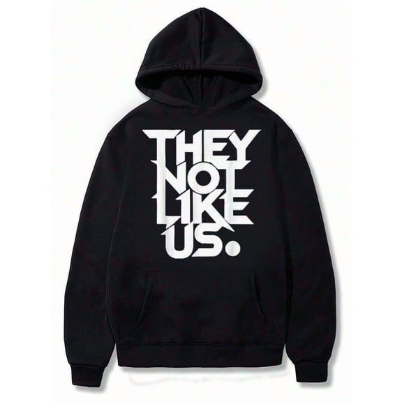 They Don't Like Us Print Hoodie With Pockets Casual Breathable Hood Text Sweatshirt, Funny Vintage Print Design Streetwear