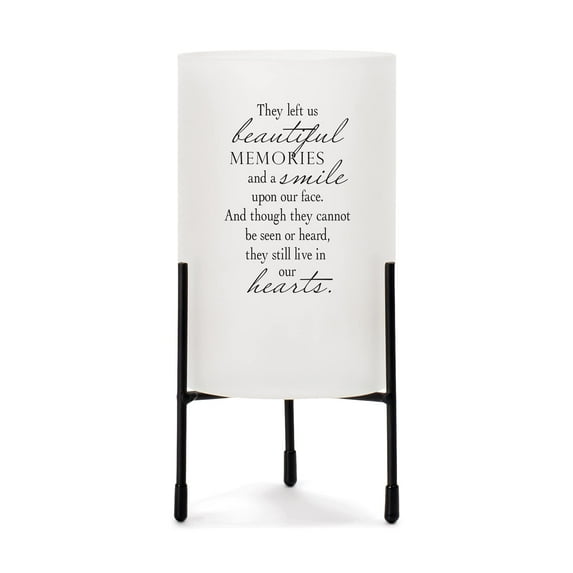 They Left Us Beautiful Memory White 8 x 4 Glass Hurricane Candle Holder
