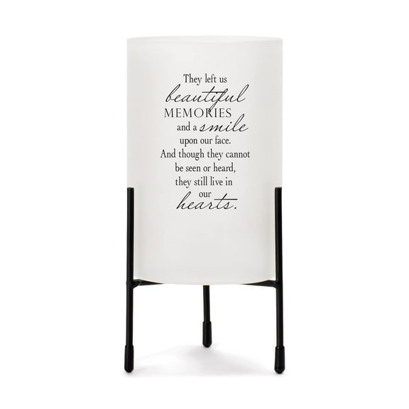 They Left Us Beautiful Memory White 8 x 4 Glass Hurricane Candle Holder