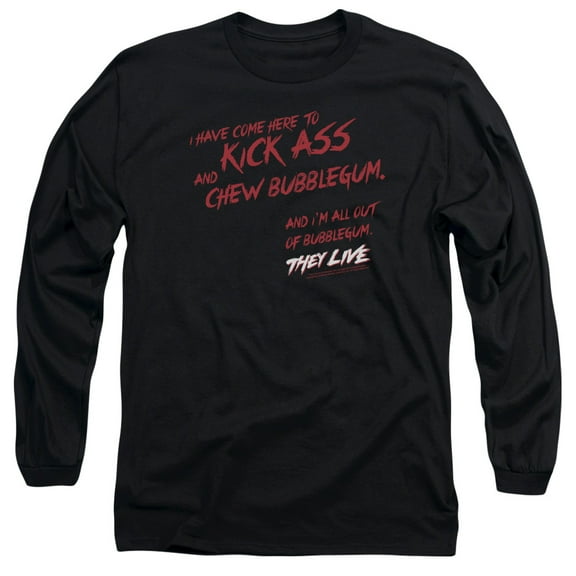 They Live Chew Bubblegum Long Sleeve T-Shirt Adult 18/1 Black