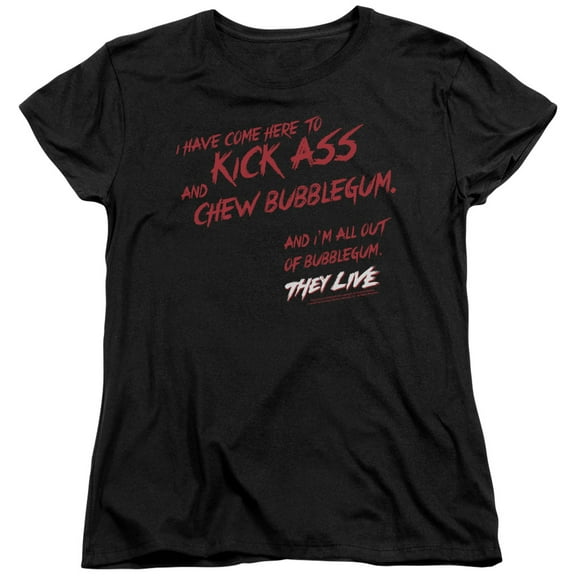 They Live Chew Bubblegum S/S Women's T-Shirt Black