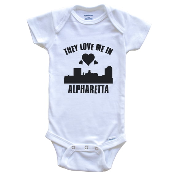 They Love Me in Augusta Georgia Hearts Skyline Baby Bodysuit, 0-3 months white