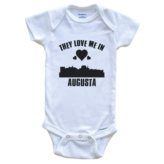 They Love Me in Augusta Maine Hearts Skyline Baby Bodysuit, 0-3 months white