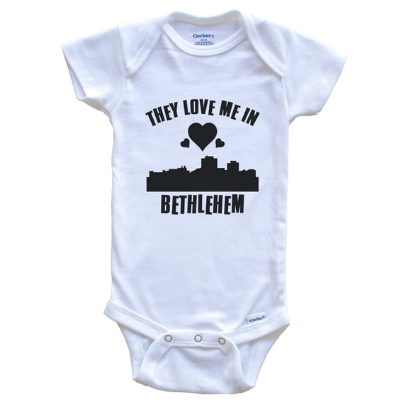 They Love Me in Bethlehem Pennsylvania Hearts Skyline Baby Bodysuit, 6-9 months white