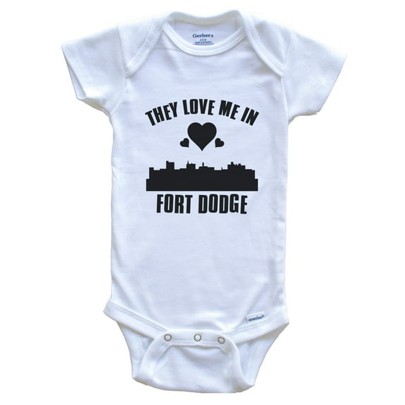 They Love Me in Fort Dodge Iowa Hearts Skyline Baby Bodysuit, 6-9 months white