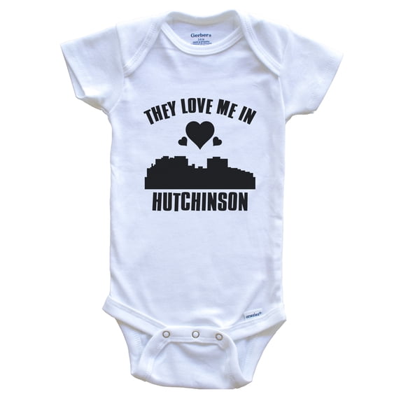 They Love Me in Hutchinson Kansas Hearts Skyline Baby Bodysuit, 0-3 months white