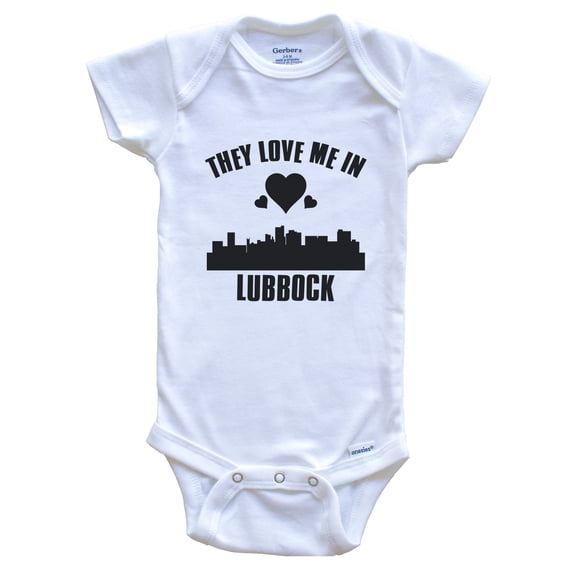 They Love Me in Lubbock Texas Hearts Skyline Baby Bodysuit, 0-3 months white