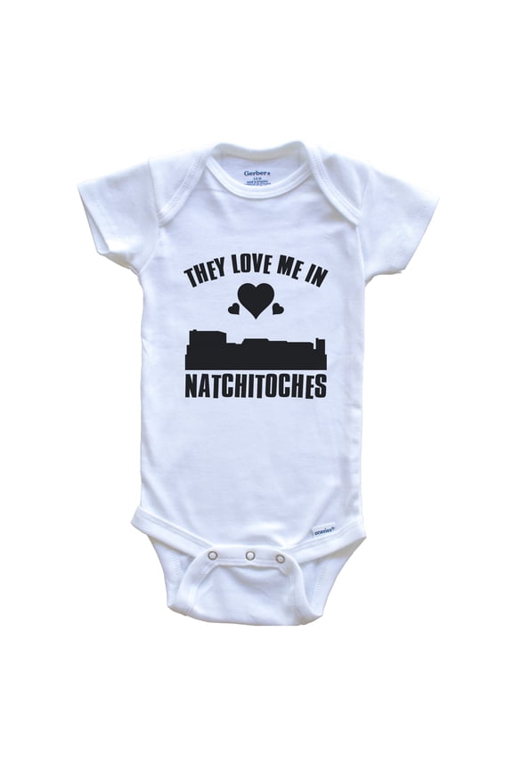 They Love Me in Natchitoches Louisiana Hearts Skyline Baby Bodysuit, 6-9 months white