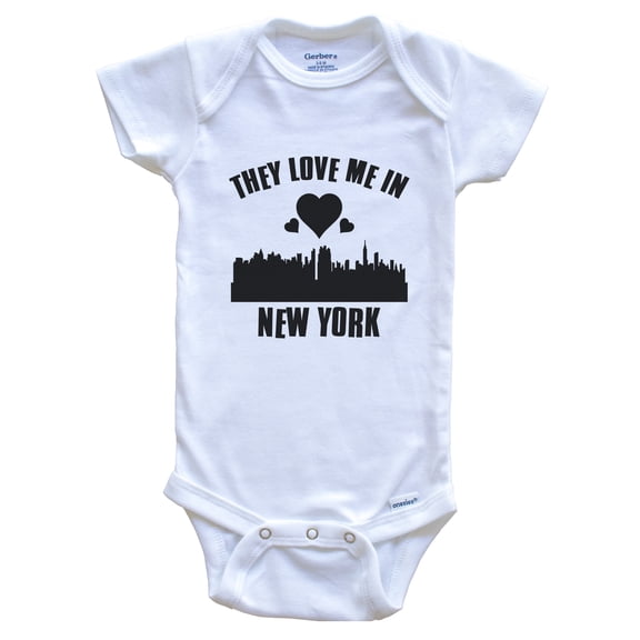 They Love Me in New York New York Hearts Skyline Baby Bodysuit, 6-9 months white