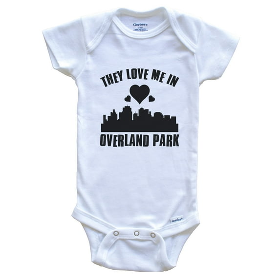 They Love Me in Overland Park Kansas Hearts Skyline Baby Bodysuit, 0-3 months white