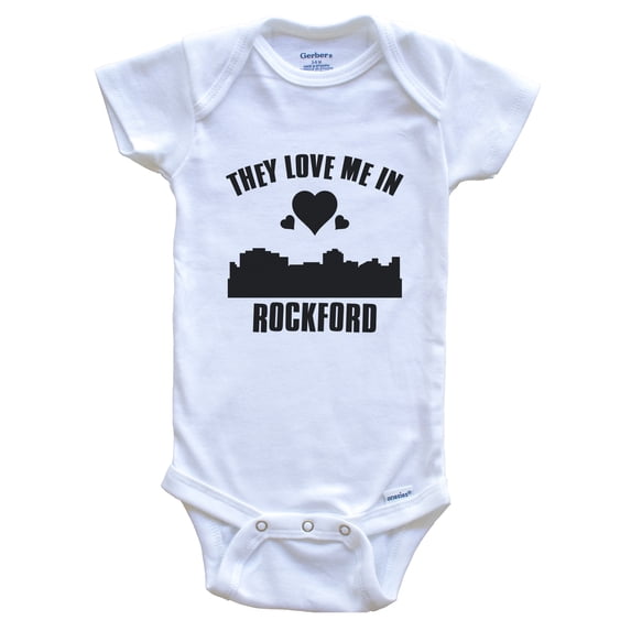 They Love Me in Rockford Illinois Hearts Skyline Baby Bodysuit, 0-3 months white