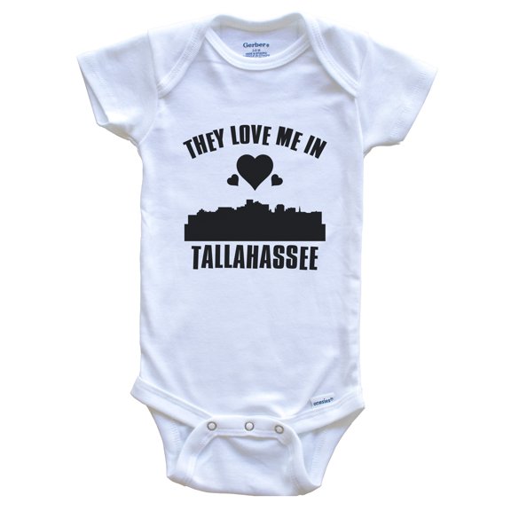 They Love Me in Tallahassee Florida Hearts Skyline Baby Bodysuit, 0-3 months white