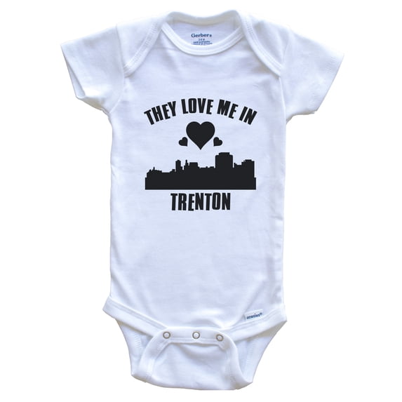 They Love Me in Trenton New Jersey Hearts Skyline Baby Bodysuit, 3-6 months white