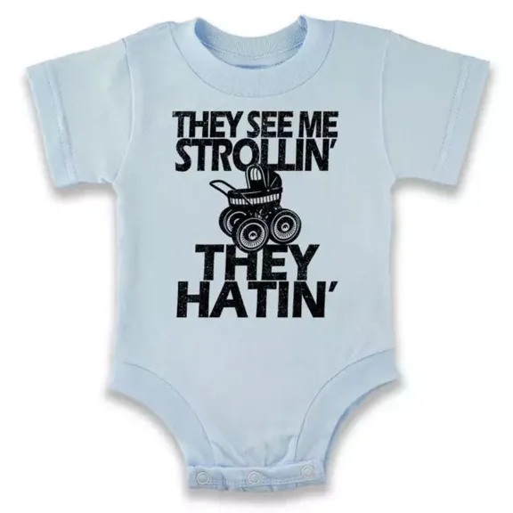 They See Me Strollin They Hatin Baby Baby Bodysuit Cute Baby Onesie, BABY BODYSUIT LAT 4424
