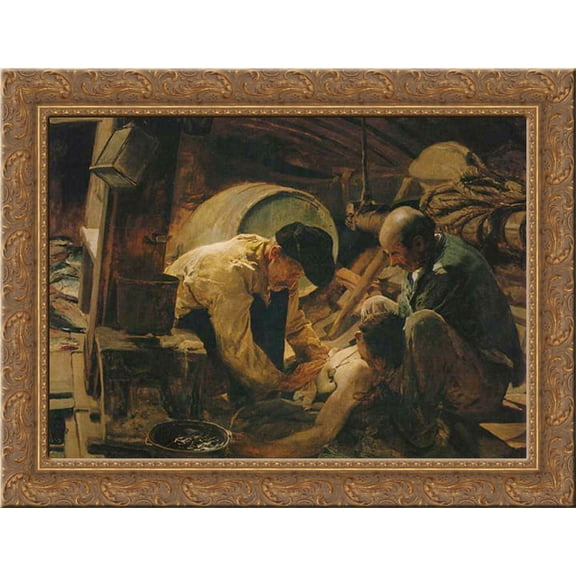 They Still Say that Fish is Expensive! 24x20 Gold Ornate Wood Framed Canvas Art by Sorolla y Bastida, Joaquin