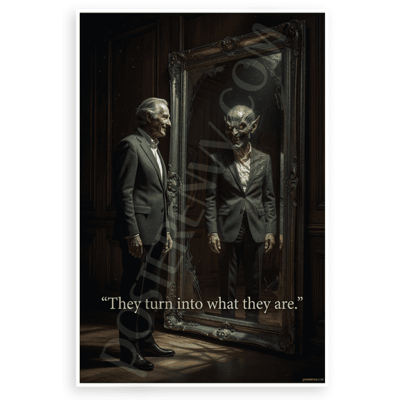 "They Turn Into What They Are" Narcissist Demon Mirror Horror 12x18 US Made Poster