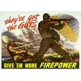 thumbnail image 1 of 'They'Ve Got The Guts--Give 'Em More Firepower.' American World War 2 Poster Shows Paratroopers In Battle. 1943., 1 of 2