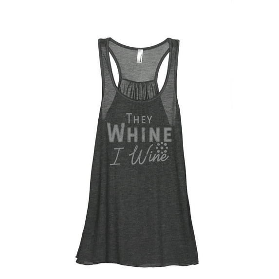 They Whine I Wine Women's Fashion Sleeveless Flowy Racerback Workout Yoga Tank Top Charcoal Grey Large