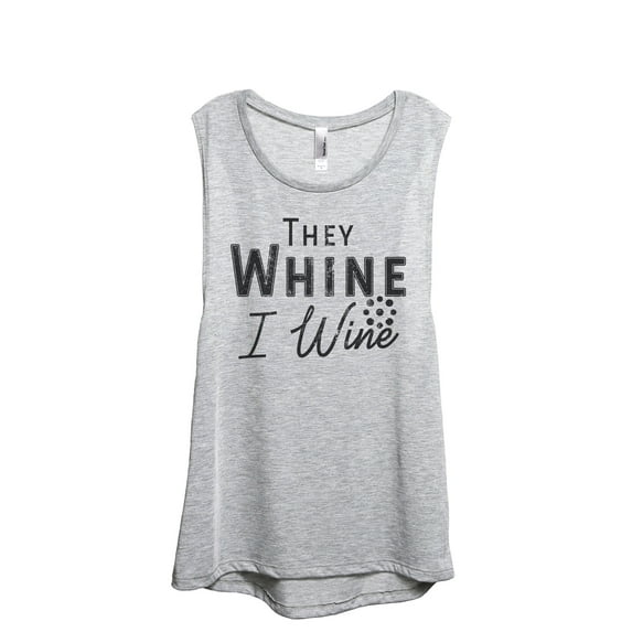 They Whine I Wine Women's Fashion Sleeveless Muscle Workout Yoga Tank Top Sport Grey Large