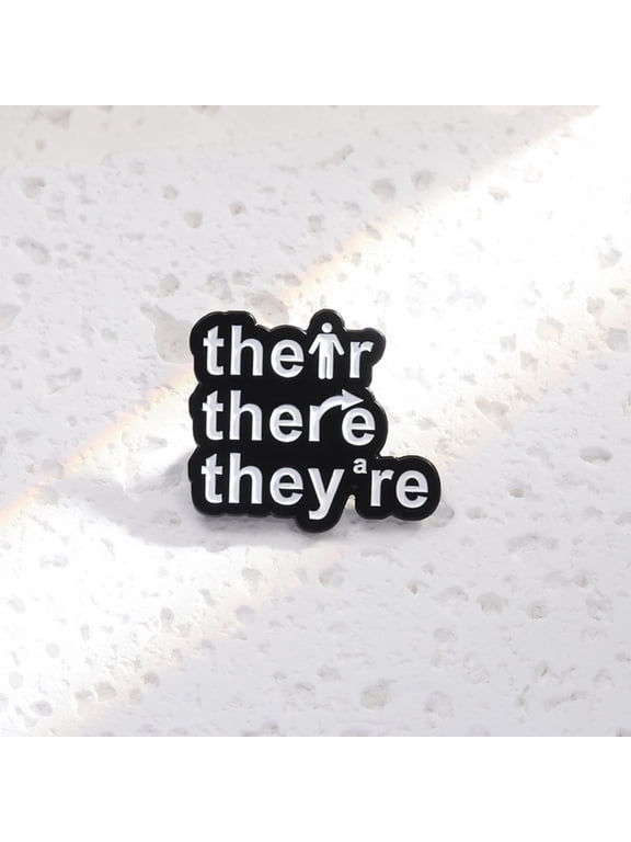 Their There Theyare Nonbinary Pronoun Pin, Cute Cartoon Letter Shape Brooch, Interesting Their There Theyare Accessories Metal Badge, LGBTQ+ Pronoun Jewelry, Thoughtful Gift for Nonbinary Friends