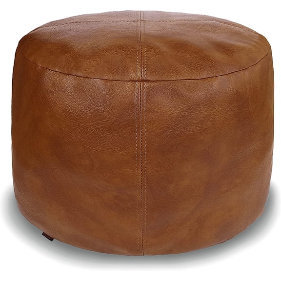 Thgonwid Unstuffed 16.5*12.5 inch Vegan Leather Pouf, Amaretto