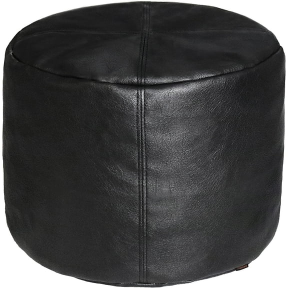 Thgonwid 16.5*12.5 inch Vegan Leather Pouf, Black