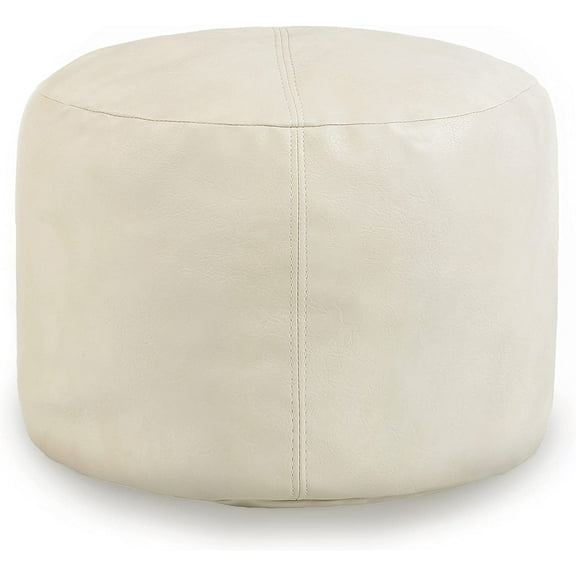 Thgonwid 16.5*12.5 inch Vegan Leather Pouf, Ivory White