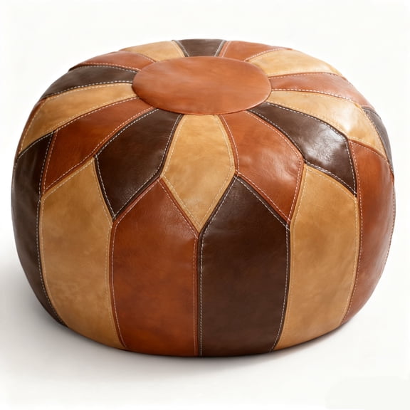 Thgonwid Unstuffed 21*13 inch Vegan Leather Pouf, Multi Color