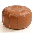 thumbnail image 1 of Thgonwid Unstuffed 21.7*13.7 inch Indoor Vegan Leather Pouf, Brown, 1 of 11